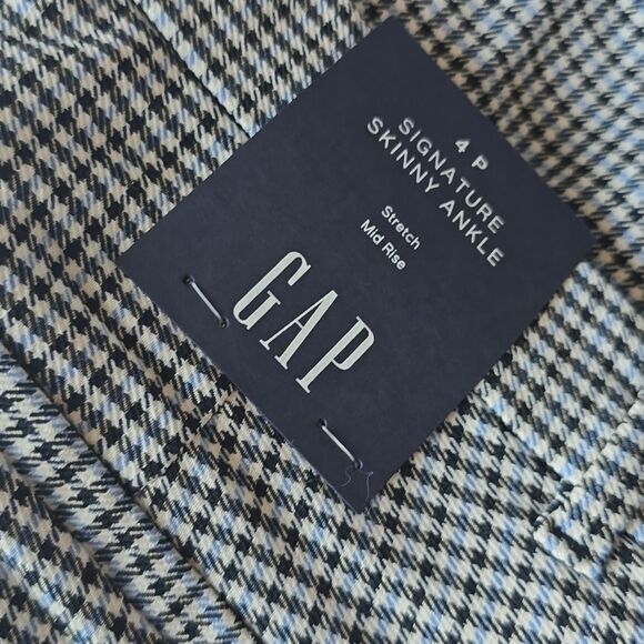 GAP NWT Signature Mini Houndstooth Blue Black Skinny Ankle Pants Women's 4 P - Picture 5 of 12